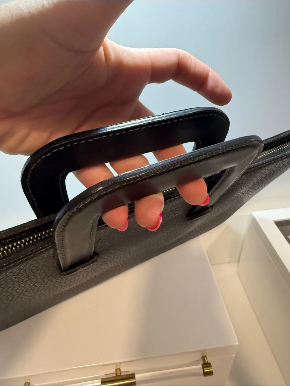 Burberry Vintage Black Leather Briefcase Bag